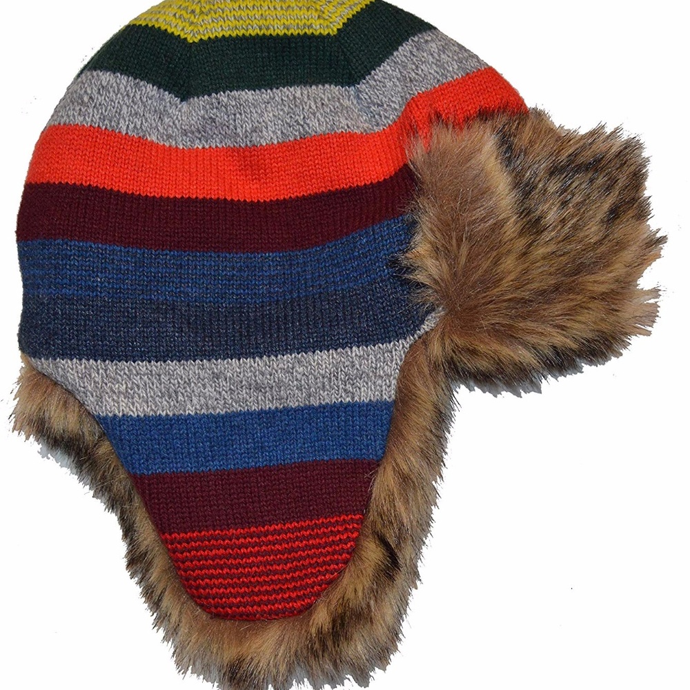 Baby Gap Striped Winter Hat with Faux Fur